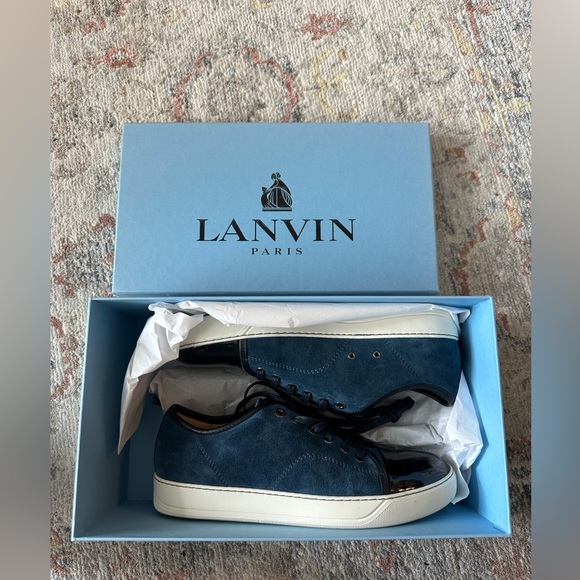 Lanvin
Men's Patent-Toe Suede Sneaker, Dark Turquoise. Size 8US - Picture 3 of 15